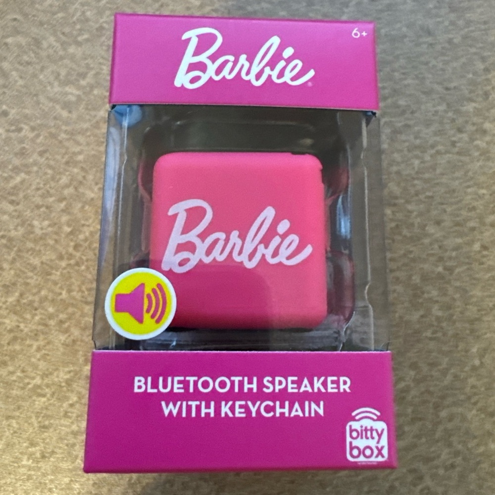 Barbie Bluetooth Speaker With Keychain Bitty Box Mini Speaker Pink NIB Tiny Gift - Picture 1 of 6